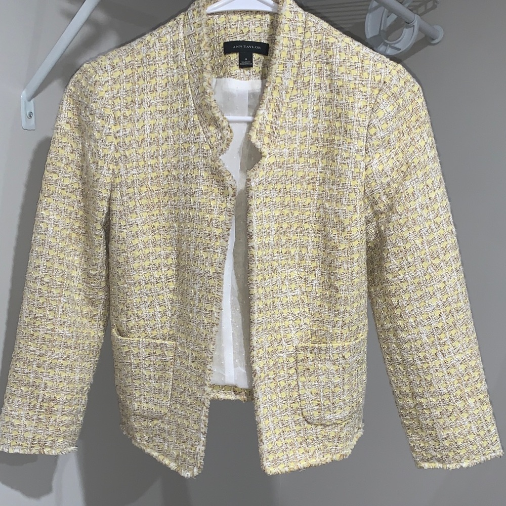 Ann Taylor Light Yellow Tweed Jacket